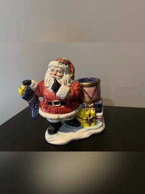 Vintage Fitz and Floyd Omnibus Ceramic Santa Christmas Candle Holder
